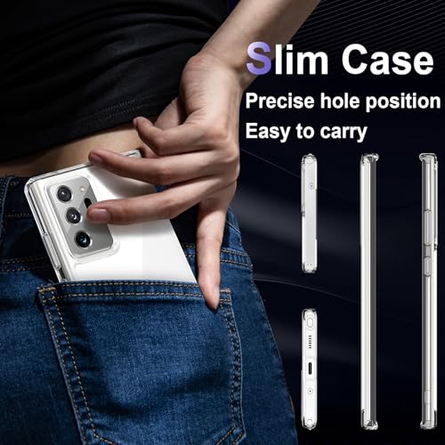 Case for Samsung Galaxy Note 20 Ultra, Military Grade Drop Protection Phone Case, Yellowing Resistant, Anti-Scratch Hard PC Back, Shockproof Hard Ultra-Thin Protective Cover, Clear - size: Samsung Galaxy Note 20 Ultra