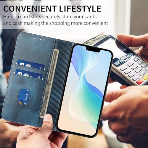 Wallet Case Leather Compatible with Galaxy A20E, Leather RFID Blocking Credit Card Slot Phone Cover Bumper Case Ultra Slim Magnetic Case mit Stand Function Compatible with Samsung Galaxy A20E/A10E - color: Blue