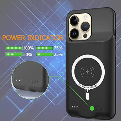 Battery Case for iPhone 14 Pro Max, Upgraded 10800mAh Rechargeable Portable Extended Battery Pack Supported Qi Wireless Charging Case Compatible with iPhone 14 Pro Max (6.7 inch) Charger Cover(Black) - size: iPhone 14 Pro Max (6.7 inch)
