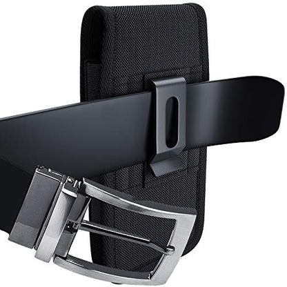 PiTau Holster for iPhone Se, 8, 7, 6s, 6 – Rugged Nylon Cell Phone Belt Holder for Men, Case with Belt Clip, Carrying Pouch Fits Cover, Black