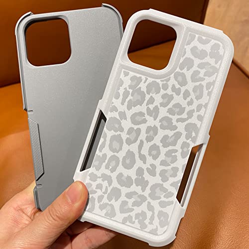 Case for iPhone 11, White Leopard Light Gray | Cheetah Print, Heavy Duty, Shockproof, Full Body Protection, Rugged - color: iPhone 11