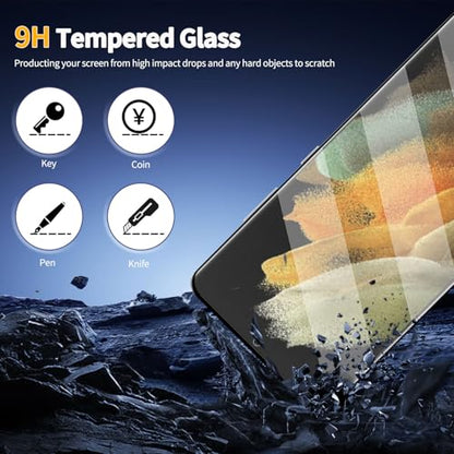 for Samsung Galaxy S21 Ultra Glass Screen Protector + Camera Lens Protector, 9HD Tempered Glass, Case Friendly, Anti Scratch Bubble Free Ultra Resistant - size: Galaxy S21 Ultra 6.8-inch