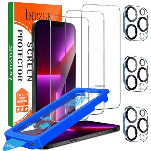 IMBZBK 3+3 Pack for iPhone 13 Pro Screen Protector, 9H+ Tempered Glass - size: iPhone 13 Pro 6.1 inch