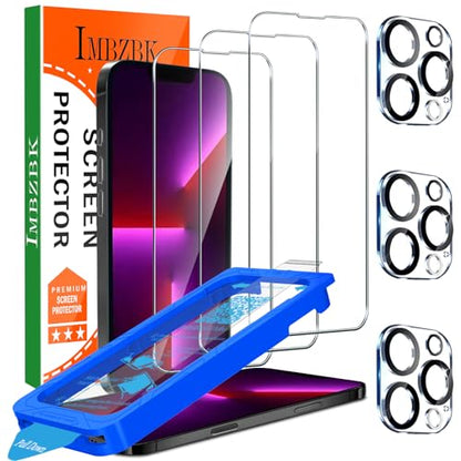 IMBZBK 3+3 Pack for iPhone 13 Pro Screen Protector, 9H+ Tempered Glass - size: iPhone 13 Pro 6.1 inch