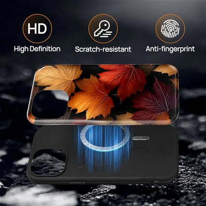 Magnetic Phone Case for iPhone 13/14,Compatible with MagSafe,Durable 2 Layers Full Covered Shockproof Protective Cover-Autumn Maple Leaves - color: Autumn Maple Leaves, size: iPhone 13/14