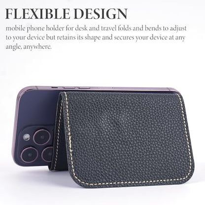 Airplane Travel Essentials for Flying Flex Flap Cell Phone Holder & Flexible Tablet Stand for Desk, Bed, Treadmill, Home & in-Flight Airplane Travel Accessories(1-Lichee Black) - color: 1-Lichee Black