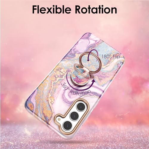 Phone Ring Grip Holder, 360° Rotation Cell Phone Grip Stand, Finger Ring Stand, Metal Finger Ring Grip Kickstand Compatible with iPhone 17 Pro Max 16 15 14 13 12 Magsafe Accessories, Purple - color: Galaxy Purple