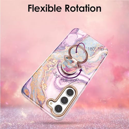 Phone Ring Grip Holder, 360° Rotation Cell Phone Grip Stand, Finger Ring Stand, Metal Finger Ring Grip Kickstand Compatible with iPhone 17 Pro Max 16 15 14 13 12 Magsafe Accessories, Purple - color: Galaxy Purple