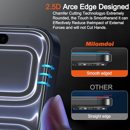 Milomdoi Matte Screen Protector for iPhone 17 Pro,Tempered Glass | 3 Pack 9H+ Hardness, Easy Installation with Mounting Frame, Phone Case Friendly,Shatterproof No Bubble - size: iPhone 17 Pro 6,3 inch