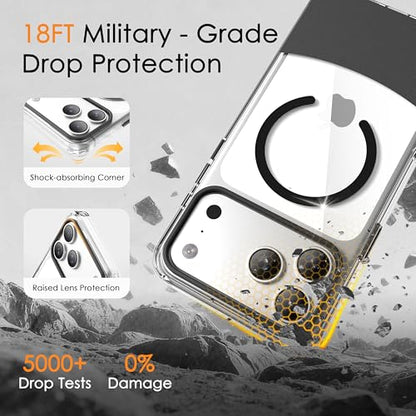 Magnetic Case for iPhone 17 Air, Crystal Clear, [Compatible with Magsafe][Military Grade Drop Protection] Anti-Yellowing Slim Shockproof Transparent Protective Phone Cover, Black - color: Black, size: iPhone 17 Air