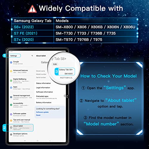 JETech Screen Protector for Galaxy Tab S8+/S7 FE/S7+ 12.4", 2-Pack - size: TabS8Plus/S7Plus/S7FE