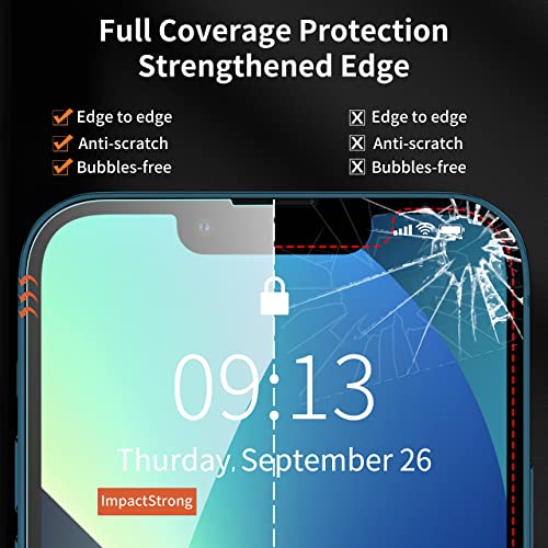 ImpactStrong Shatterproof Tempered Glass Screen Protector for iPhone 13 Pro Max [Easy Installation Frame] [Bubble Free] [9H Hardness] [Full Coverage] Case Friendly, 6.7 Inch - (3-Pack) - size: iPhone 13 Pro Max