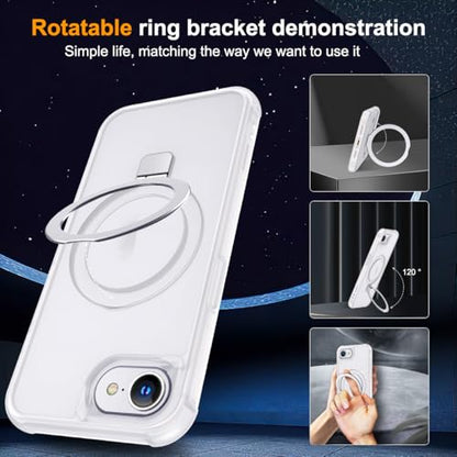 SKYLMW Compatible with iPhone 16e/17e Case with Stand,Translucent | iPhone 16e Case iPhone 17e Case 6.1",Magnetic Ring Stand,Compatible with MagSafe,Military-Grade Protection,Great Grip Feeling - color: Translucent, size: Iphone 16e & Iphone 17e