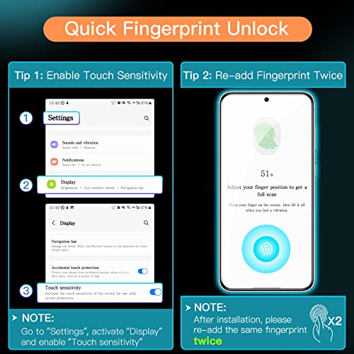 JETech Screen Protector for Samsung Galaxy S23, 3-Pack | HD Clear, Fingerprint ID Compatible, Anti-Scratch Glass - size: Galaxy S23