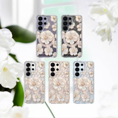 for Samsung Galaxy S26 Ultra Magnetic Case【Compatible with MagSafe】 Aesthetic Oil Painting Stained Glass Flower Design, Slim Fit Hard PC Back Shockproof Cute Clear Phone Cover, Light Pink - color: Light Pink, size: Galaxy S26 Ultra