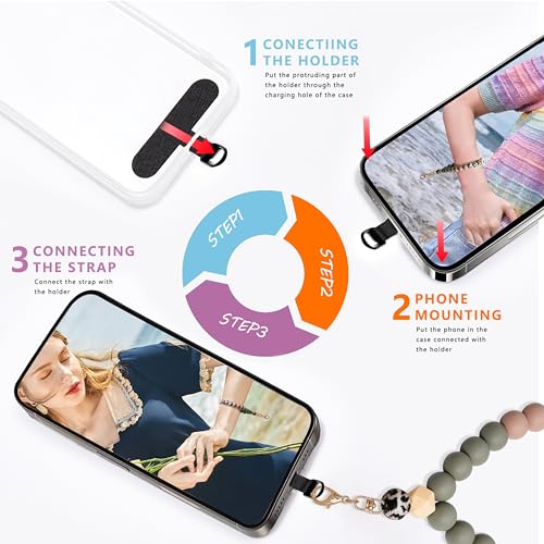 Silicone Beaded Phone Wrist Strap for Women, Elastic Wristlet - color: Daisy Leopard