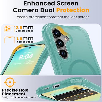 WRJ Magnetic Matte for Samsung Galaxy S26 FE Case,Samsung S25 FE Case [Fit for MagSafe][Military Grade Drop Protection] Translucent Shockproof Protective Phone Case-Jade Green - color: Jade Green, style: Matte