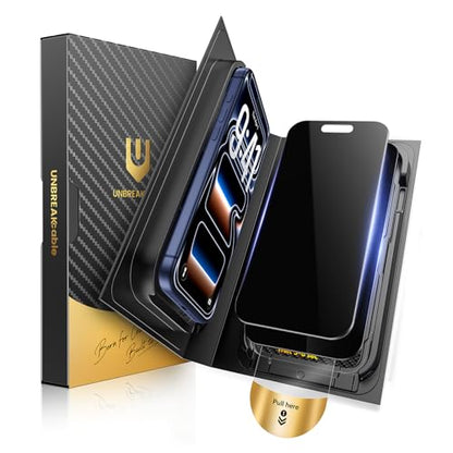 UNBREAKcable for iPhone 17 Pro Privacy Screen Protector QuickSet Box, 25° Anti-Spy Tempered Glass, 9H+ Hardness, Case-Friendly, Bubble-Free, Anti-Fingerprint, for Apple 17Pro - 2 Pack 6.3" - size: iPhone 17 Pro