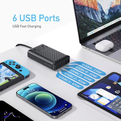 Charging Station 140W USB C Charger Block, Upgraded GaN III 8-in-1 Fast Charging Station Hub，PD 65W Laptop Charger Adapter Compatible with Compatible with MacBook Air/Pro,iPhone16/15,Galaxy S24 etc - color: Black PD 65W