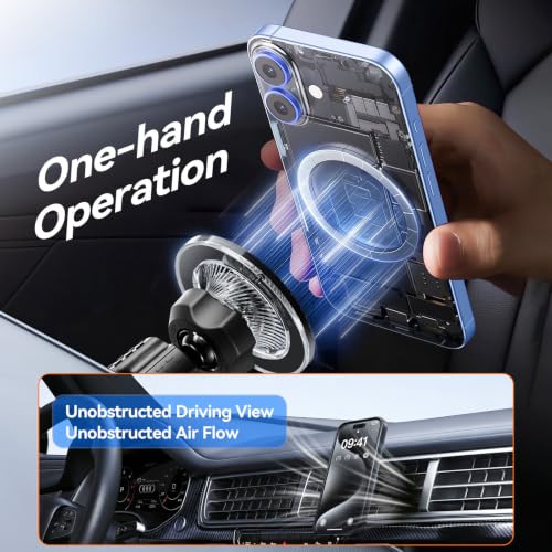 for MagSafe Car Mount,【22 N55 Super Magnets】 Magnetic Phone Holder for Car Air Vent, Cell Phone Mount Car Accessories Compatible with iPhone 17 16 15 14 13 12 Pro Max - color: Black