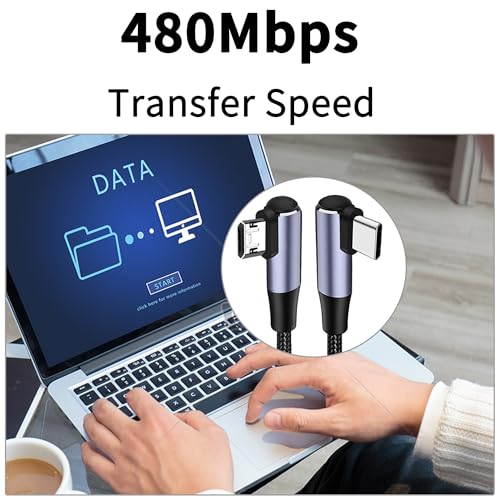 Right Angle USB C to Micro USB Cable 2A Charging Data Transfer
