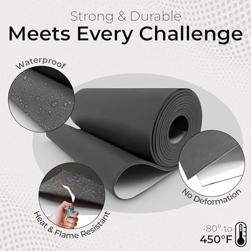 Exactly Rubber - Black Silicone Sheet with PSA Adhesive, 60A Durometer Rubber Mat, Gasket Material, -80 to 450°F Temperature Resistance, 350% Elongation Rubber Sheet, Made in The USA, 1/32 x 9” x 12” - size: 1/32 x 9 x 12