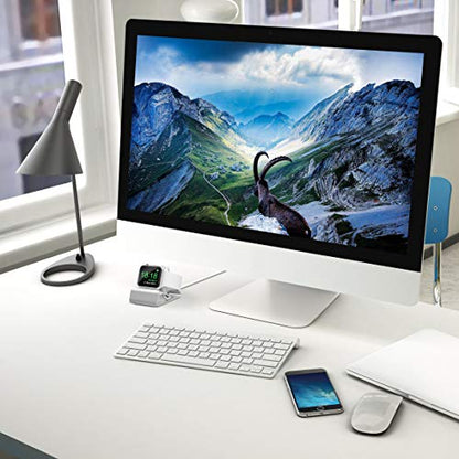 Sincetop Compatible with Apple Watch Charger Stand Ultra 2/Ultra/SE/9/8/7/6/5/4/3/2/1, Aluminum iWatch 49 45 41 44 40 42 38 Charging Holder Dock Nightstand Mode-Magnetic Charger not Included-Silver - color: Silver