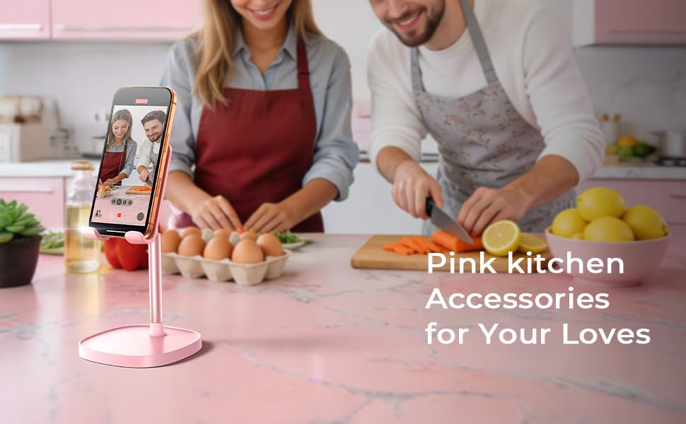 LISEN Cell Phone Stand iPhone Holder for Desk, Pink Gifts for Women Girls - color: A- Pink