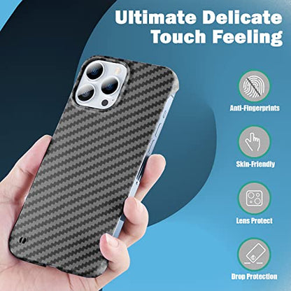 GRECAZO Ultra Thin Carbon Fiber Texture Case for iPhone 15 Plus, Black | Frosted Skin-Like Soft Touch Matte Hard PC Back Cover, Slim Fit Lightweight Frameless Borderless Minimalist Design, 6.7 Inch - size: iPhone 15 Plus
