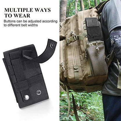 Black Tactical Molle Cellphone Pouch Case,Heavy Duty Waterproof Phone Holster Bag for iPhone 11 12 13 Pro Max for Samsung S22 S21 S20 FE Note 20 A02S Less 6.7" Phone with 2 Pack US Flag Patch - color: Black & 2 Green Patches