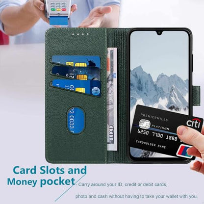 for Galaxy A17/A16 5G Phone Case Wallet RFID Blocking (Green) | Premium PU leather, card holder/cash slots, protective flip cover for Samsung Galaxy A17/A16, magnetic closure, kickstand - color: Green