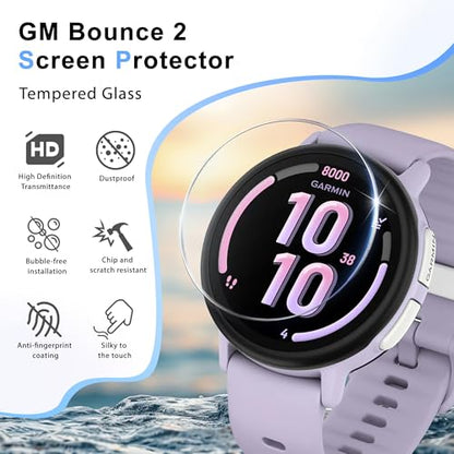 6 Pack Screen Protector for Garmin Bounce 2,Tempered glass | High clarity, responsive touch, anti-shatter tempered glass, bubble-free install and scratch protection for daily wear. - size: For Garmin Bounce 2 43mm 1.69 Inch
