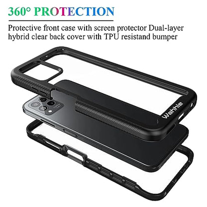 Compatible with T-Mobile Revvl 6 Pro 5G Case, Built in Screen Protector Full Body Shockproof Slim Fit Bumper Protective Phone Cover for T-Mobile Revvl 6X Pro 5G Men Women-Black/Clear - size: T-Mobile Revvl 6 Pro
