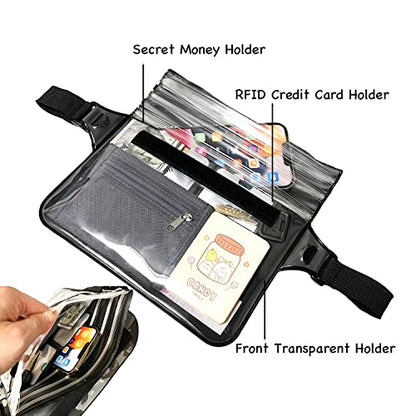 Waterproof Waist Pouch Dry Belt Bag Fanny Pack Keep Your Key Fob Wallet Kindle Phone Dry Perfect For Swim Surf Snorkel(Black) - color: Black