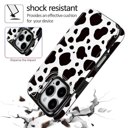 Compatible with iPhone 16 Pro Wallet Case with Card Holder, Back Flip Folio PU Leather Kickstand Card Slots Case for Women Girls, Double Magnetic Clasp Cover 6.3 Inch (Black Cow Print) - color: Black Cow Print, size: iPhone 16 Pro 6.3 inch