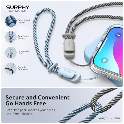 SURPHY 2 Pack Phone Lanyard, Phone Wrist Strap for Case, Camera Wrist Strap - color: Cloud Blue & Gray