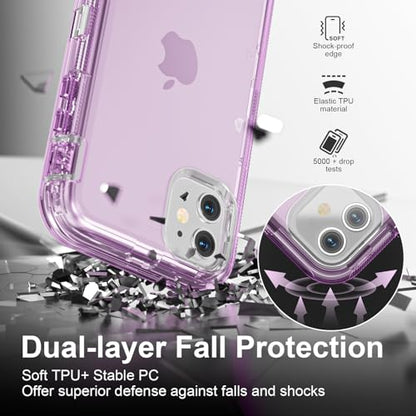 Follaroma for iPhone 11 Case, 6.1 inch, Crystal Purple | Heavy Duty Shockproof Protection Phone Cases, Anti-Drop, Military Grade Dual Layer Transparent Rugged Protective Cover - color: Purple, size: iPhone 11 6.1’