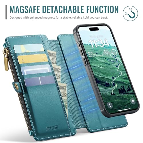 for iPhone 16 Pro Max - Phone Case Wallet Magnetic, Turquoise - color: Turquoise, size: iPhone 16 Pro Max