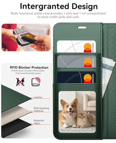 OCASE for Samsung Galaxy S26 Wallet Case, Card Holder, Blackish Blue | RFID Blocking, Kickstand, Magnetic Closure, PU Leather Flip Folio, Shockproof TPU Shell, Protective Phone Cover (6.3") 2026 - color: Blackish Green, size: Samsung Galaxy S26