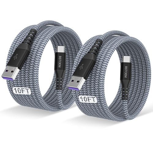 2Pack for Samsung USB C Cable 10FT,3A Fast Charging Nylon Braided Wire