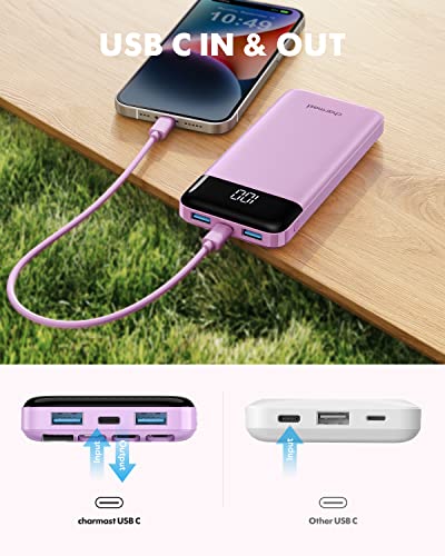 charmast Portable Charger Power Bank with Reinforced Built-in 4 Cables - color: Purple