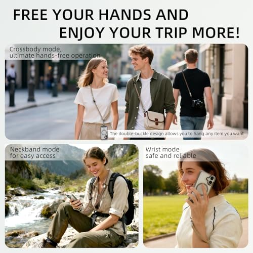 Phone Lanyard, 3 Ways to Wear: Crossbody, Neck and Wrist Strap - color: Khaki