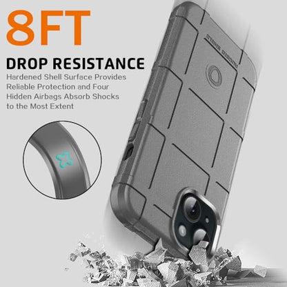 Rugged Shield 8ft Drop Proof TPU Thick Armor Tactical Protective Case Compatible with iPhone 15 (6.1 inches) - City Grey - color: City Grey, size: iPhone 15