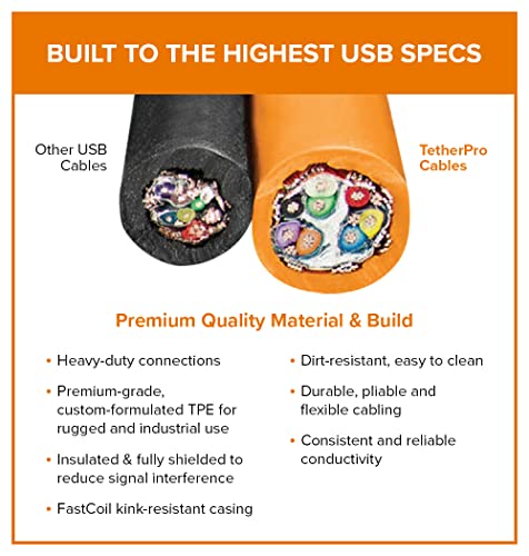 TetherPro USB-C to USB-C 5Gbps Gen 1, Right Angle, 15' (4.6m)