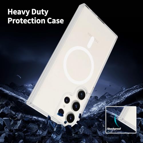 for Samsung Galaxy S23 Ultra Case Magnetic, Compatible with Magsafe 6.8-Inch Slim Fit Heavy Duty Protection Wireless Charging Lightweight Shockproof Anti-Slip Protective Phone Cover, Matte Clear - color: Matte Clear Magnetic