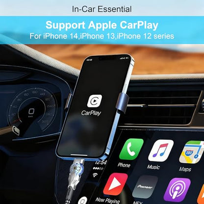 90 Degree iPhone Charger Cord with 180°Rotating Head, 6.6FT Swivel Right Angle Lightning Cable for Apple Carplay, MFi Certified Charger for iPhone 14 13 12 11 X Xs Pro, iPad