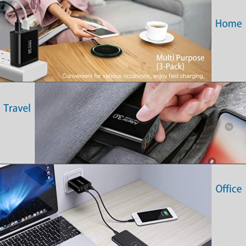 Fast Charging 3.0 Wall Charger, 4-Port USB Charger Block, Multi USB Plug - color: Black (4-Port)