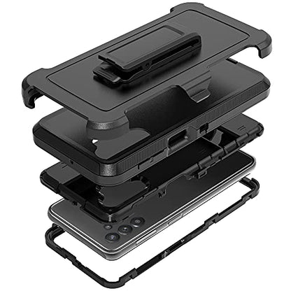 TENCO Compatible with Samsung Galaxy A32 5G Case,with Screen Protectors,Heavy Duty Rugged Shockproof Full Body Protection Kickstand Case Belt Clip Holster for 5G(Black), SM-A326B, SM-A326BDS - color: Black