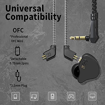 YINYOO CCZ Melody Gaming Earbuds Wired in Ear Hearphones with Microphone IEM HiFi Bass with 1DD 1BA Hybrid, Detachable Cable for Smartphones/PC/Tablet/Gaming/Video/Music/Calling (Red, with mic) - color: Red, size: 3.5mm-With Microphone, style: 3.5mm-With