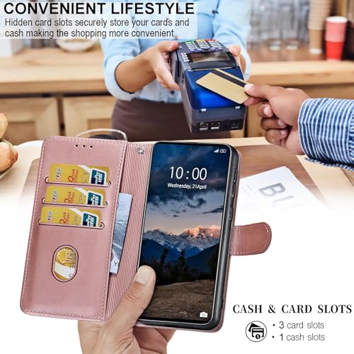 for Samsung Galaxy S10 Wallet case, Rose Gold-Butterfly | 3 Card Holders, Kickstand, Shockproof TPU Shell, PU Leather, Magnetic Closure, Protective Flip Folio Cover, Women - color: 6